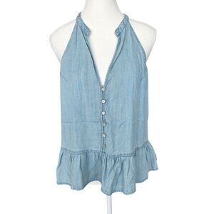 LoveStitch Denim Peplum Sleeveless Tank Top Size Medium